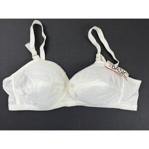Vintage Simply Basic Padded Bra 40C White Nylon Cross Over Adjustable Strap NWT